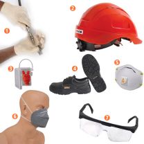 Contractors Advanced Safety Kits: Construction Site Helmet, Eye Safety, Hand Protection & Respirator Mask