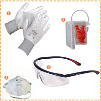 Travel Safety Kit : Accessories, Premium Goggles, Hand Gloves, Ear Plug, Face Mask