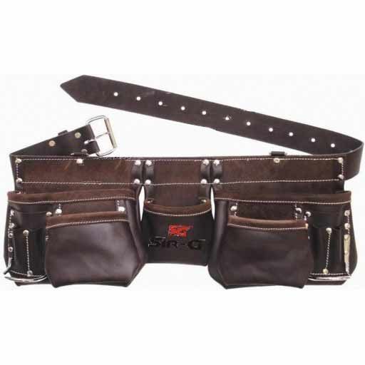 New Heavy Duty Black Oil Tanned Double Large Pouch Tool Belt Real Leather Belt 