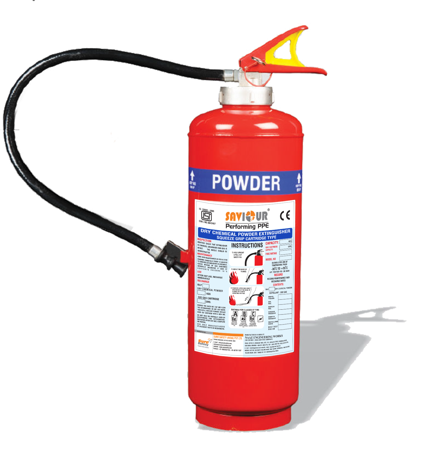 Saviour Fire Extinguisher ABC Squeeze Grip Cartridge Type 9 Kgs