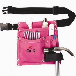 Pocket Suede Leather Pink Tool Belt Pouch