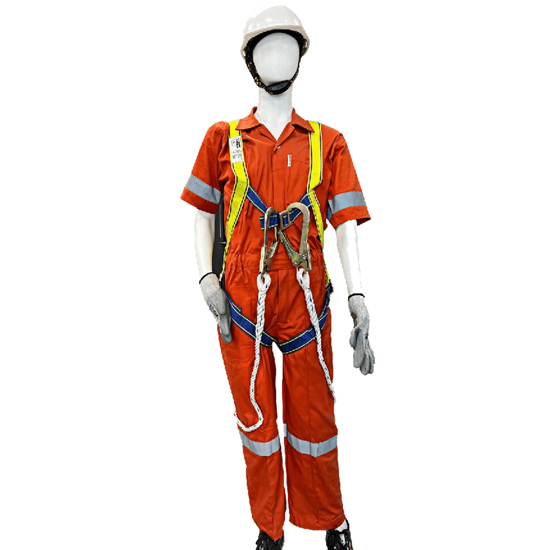 T-110 SAFETY BELT WITH DOUBLE LANYARD WITH POLYAMIDE SCAFFORLD HOOK & SHOCK ABSORBER