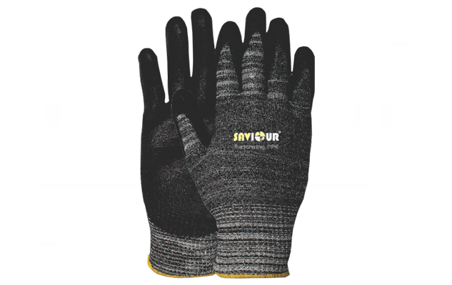 BLACK PU COATED ON HPPE LINER GLOVES (CUT-5)