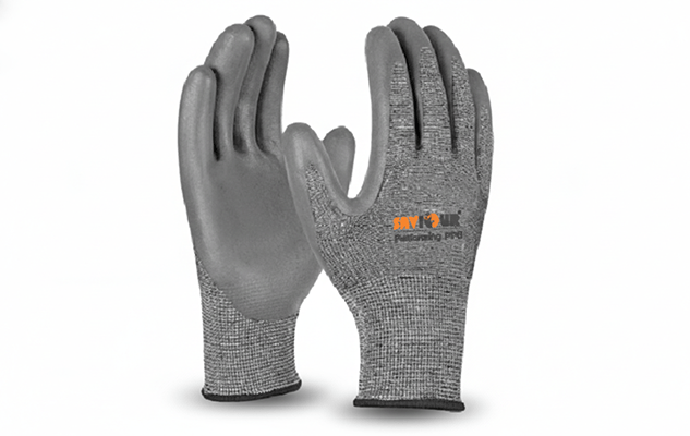 GREY PU COATED CUT RESISTANCE GLOVES (CUT-5)